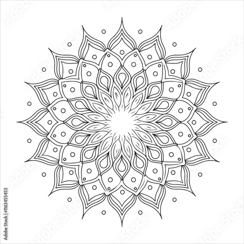 unicorn lined mandala design with white background