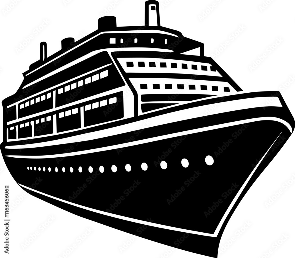 Obraz premium Elegant Silhouette of a Modern Luxury Yacht Cruising the Ocean in Black and White