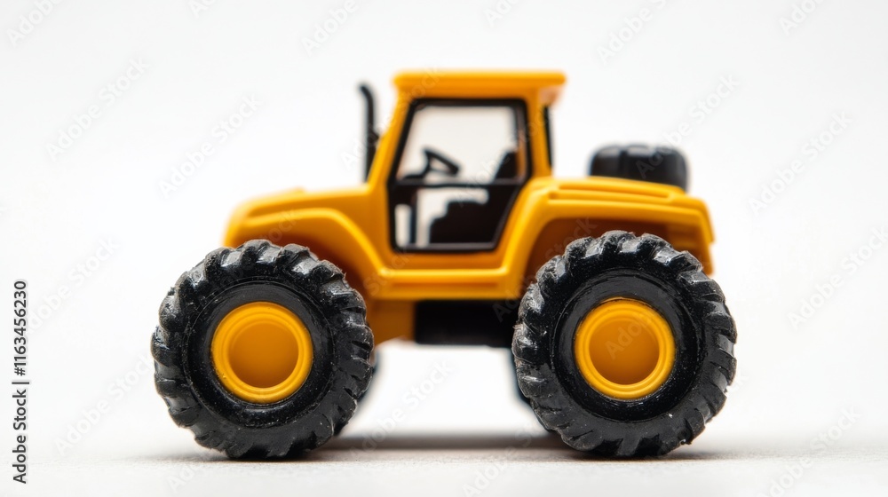Vibrant Yellow Tractor with High Contrast on White Background Vibrant Yellow Tractor with High Contrast on White Background