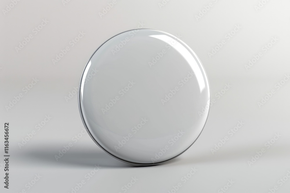 White blank badge. Glossy round button. Pin badge mockup isolated on white background