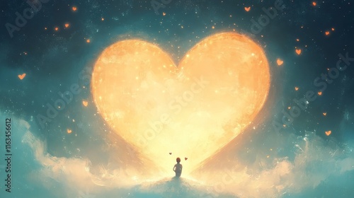 Heart Moon: A Dreamy Night Sky and a Solitary Figure