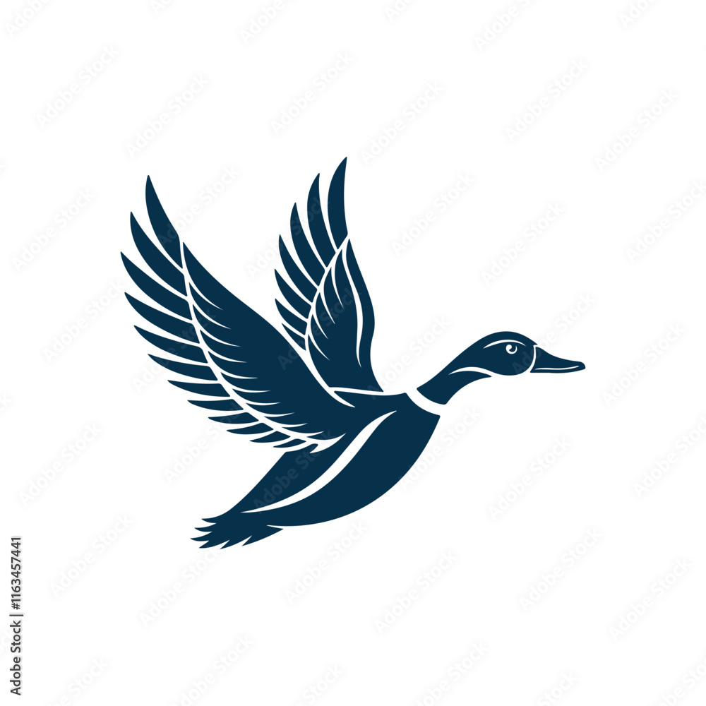Fototapeta premium flying duck silhouette vector line art design