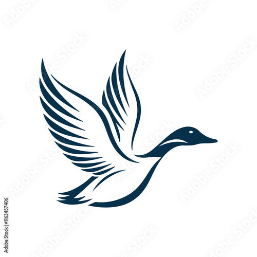 flying duck silhouette vector line art design