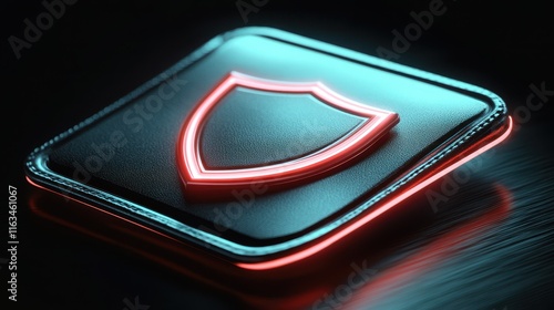 Modern Shield Emblem with Neon Glow Effect photo