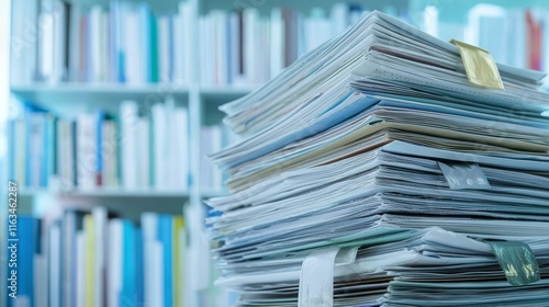 Stack of Medical Research Journals in a Library