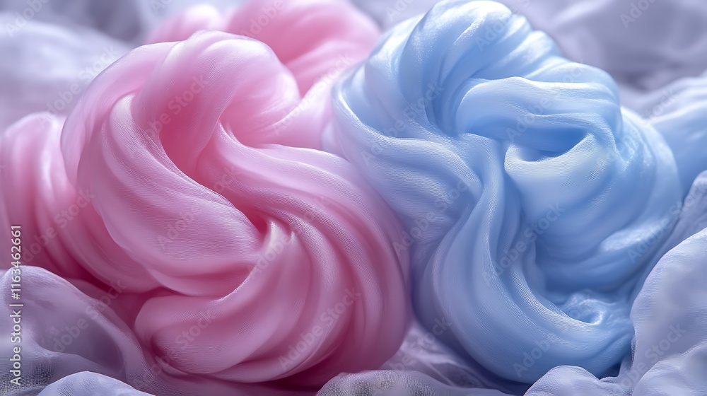 Pink and blue fabric swirls create abstract art Pink and blue fabric swirls create abstract art
