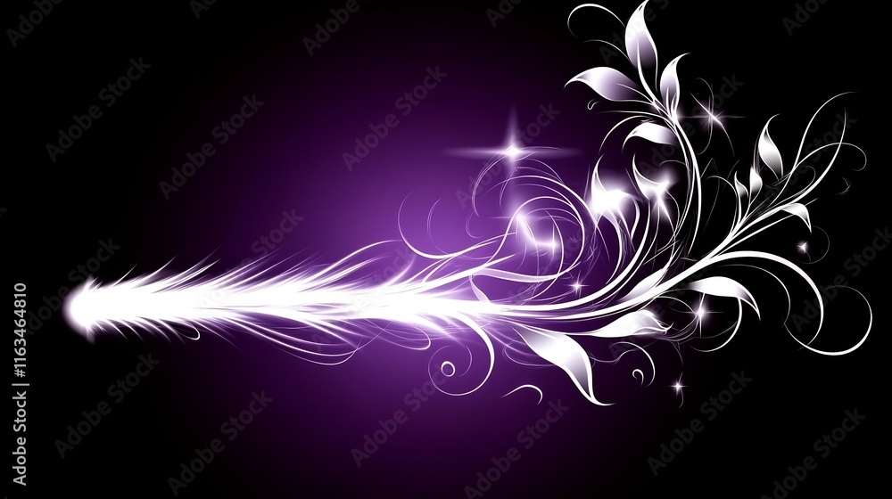 Glowing Floral Design With A Bright Comet Trail Glowing Floral Design With A Bright Comet Trail