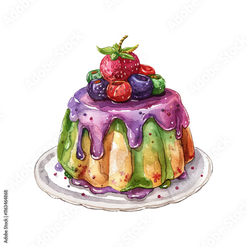 mardi gras pudding vector illustration in watercolor style