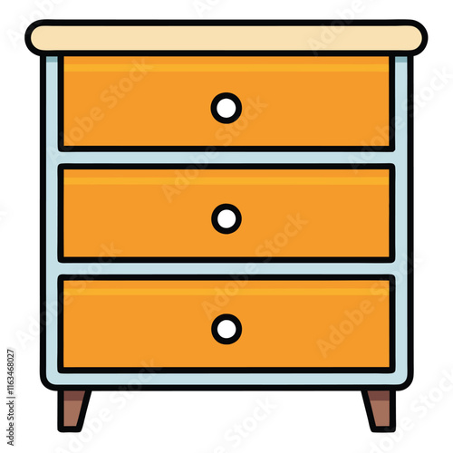 chest of drawers flat style vector isolated illustration white background