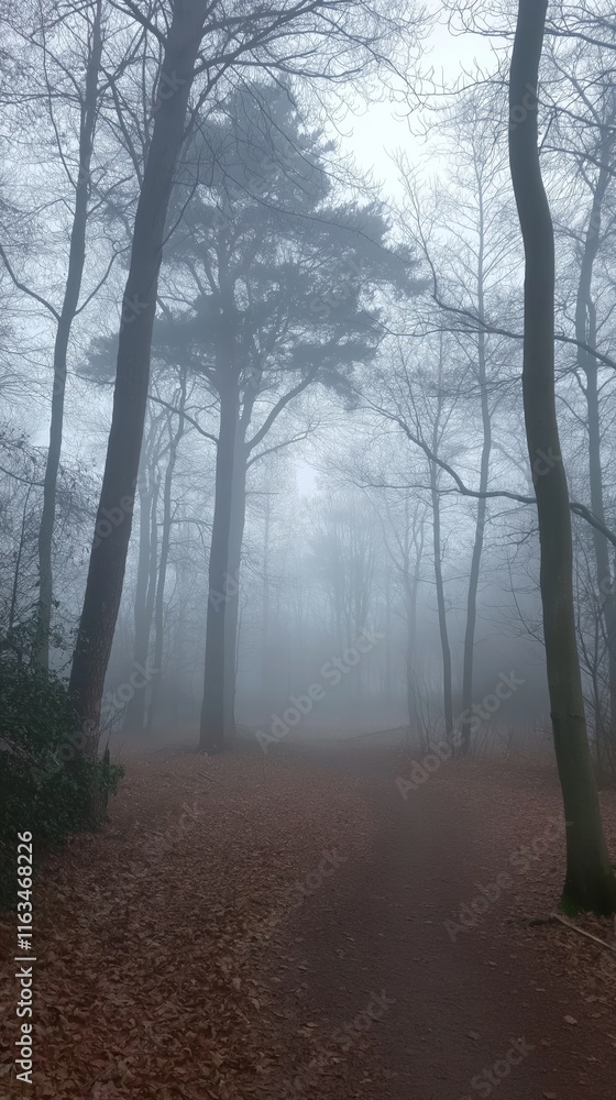Fototapeta premium Foggy forest with eerie atmosphere