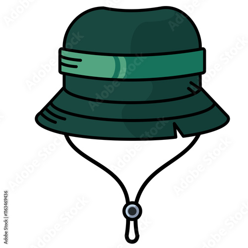 Green jungle hat illustration