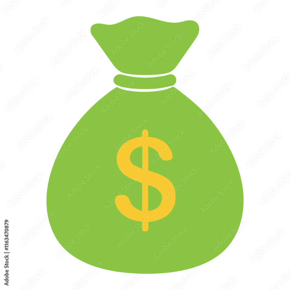 Simple illustration of a money green bag with a dollar sign Simple illustration of a money green bag with a dollar sign