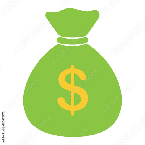 Simple illustration of a money green bag with a dollar sign 