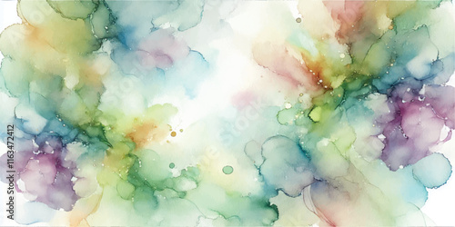 Soft Abstract Watercolor Background with Green and Peach Tones