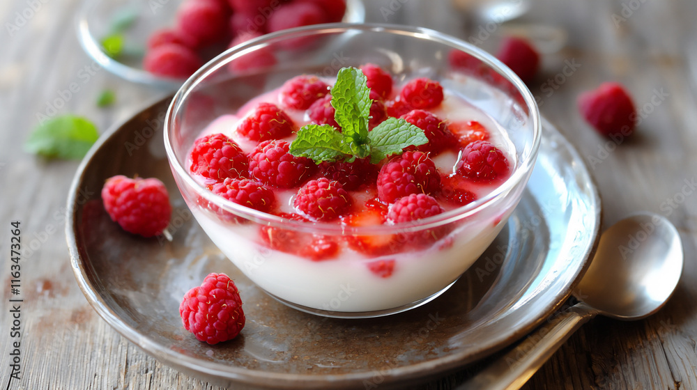 heart-shaped raspberry panna cotta with fresh mint heart-shaped raspberry panna cotta with fresh mint