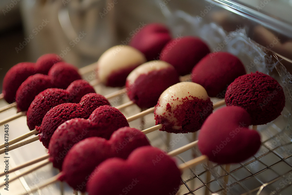 heart-shaped red velvet cake pops with cream cheese frosting heart-shaped red velvet cake pops with cream cheese frosting