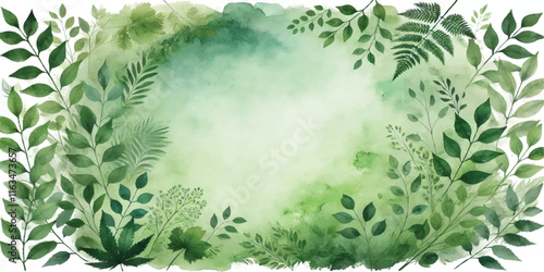 Soft Abstract Watercolor Background with Green and Peach Tones