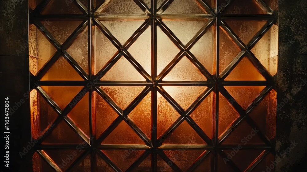 Amber Glass Panel Geometric Design Illuminated Grid Architectural Detail Interior Design Amber Glass Panel Geometric Design Illuminated Grid Architectural Detail Interior Design