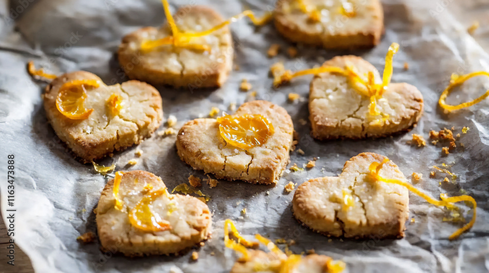  heart-shaped shortbread cookies with lemon glaze