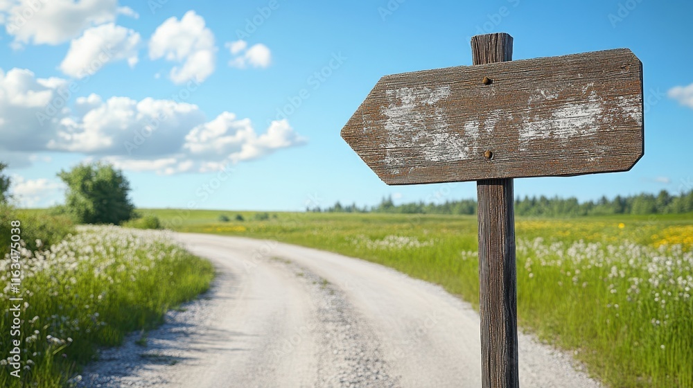 Rustic Signpost on Peaceful Country Road Rustic Signpost on Peaceful Country Road