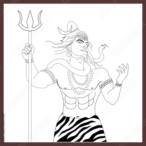 A stunning Lord Shiva line art illustration design