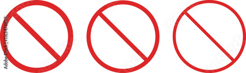 Forbidden sign set . Prohibition sign set . Red stop sign. Slash sign . Vector illustration 