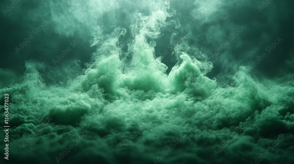 Obraz premium Green Smoky Special Effect on a Solid Background. Generative AI