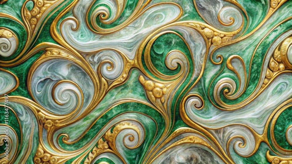 Elegant Green and Gold Swirl Pattern Design Elegant Green and Gold Swirl Pattern Design