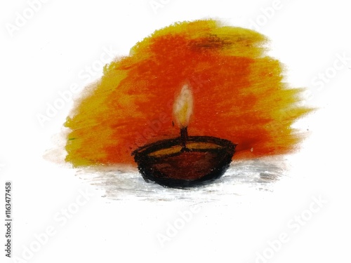 illustration of a burning candle in a bowl