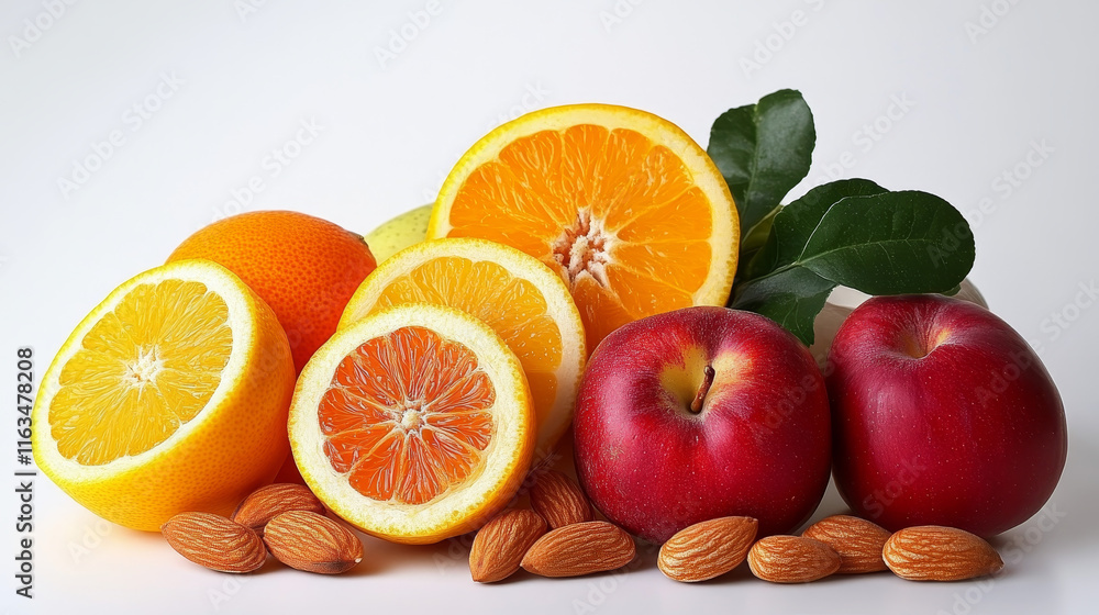 Vitamins and minerals, healthy food. Vector posters of multivitamins in fruits, salad vegetables and nuts of avocado, papaya or coconut and cabbage, radish or chicory and corn with pomegranate Vitamins and minerals, healthy food. Vector posters of multivitamins in fruits, salad vegetables and nuts of avocado, papaya or coconut and cabbage, radish or chicory and corn with pomegranate