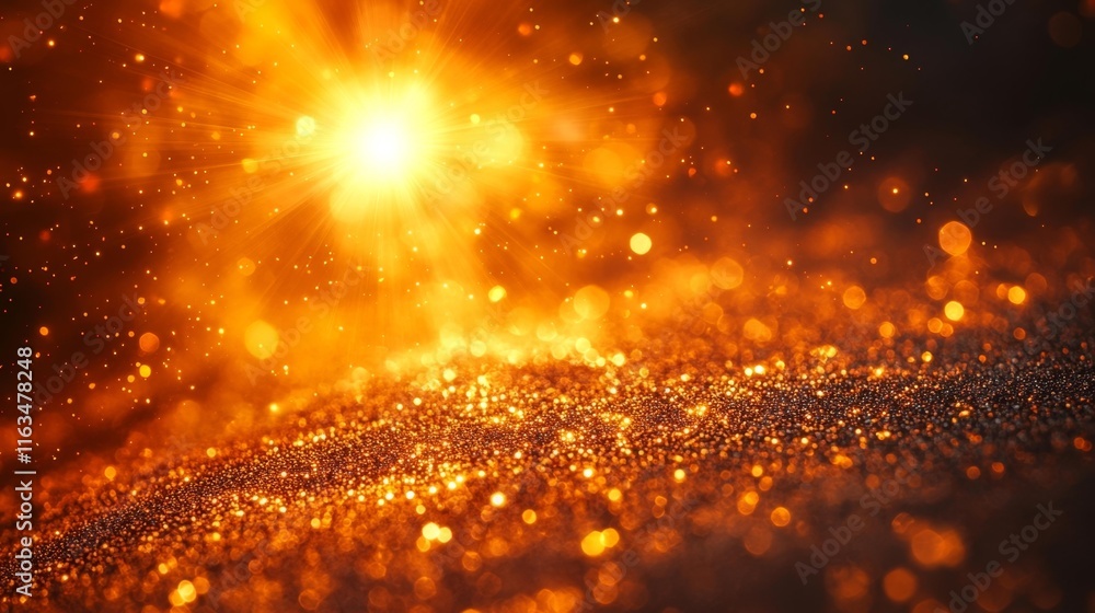 Naklejka premium Golden Sun Star with Radiant Light Rays. Generative AI