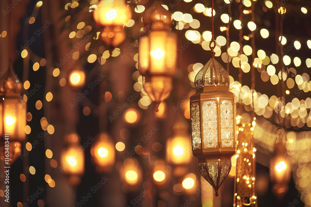 Hanging golden Moroccan lanterns Hanging golden Moroccan lanterns