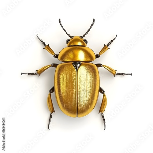 A detailed, 3D rendered image of a golden beetle, showcasing its intricate design and metallic sheen.