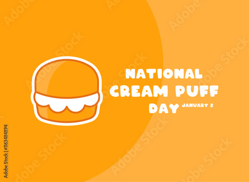 National Cream Puff Day. January 2. Flat design vector. Cream puff icon.