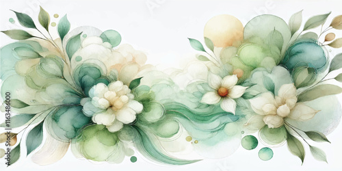 Soft Abstract Watercolor Background with Green and Peach Tones