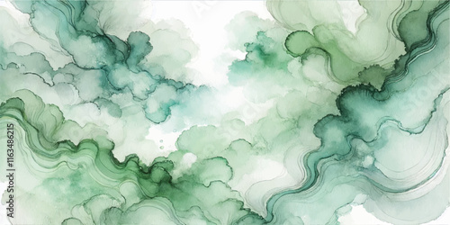 Soft Abstract Watercolor Background with Green and Peach Tones