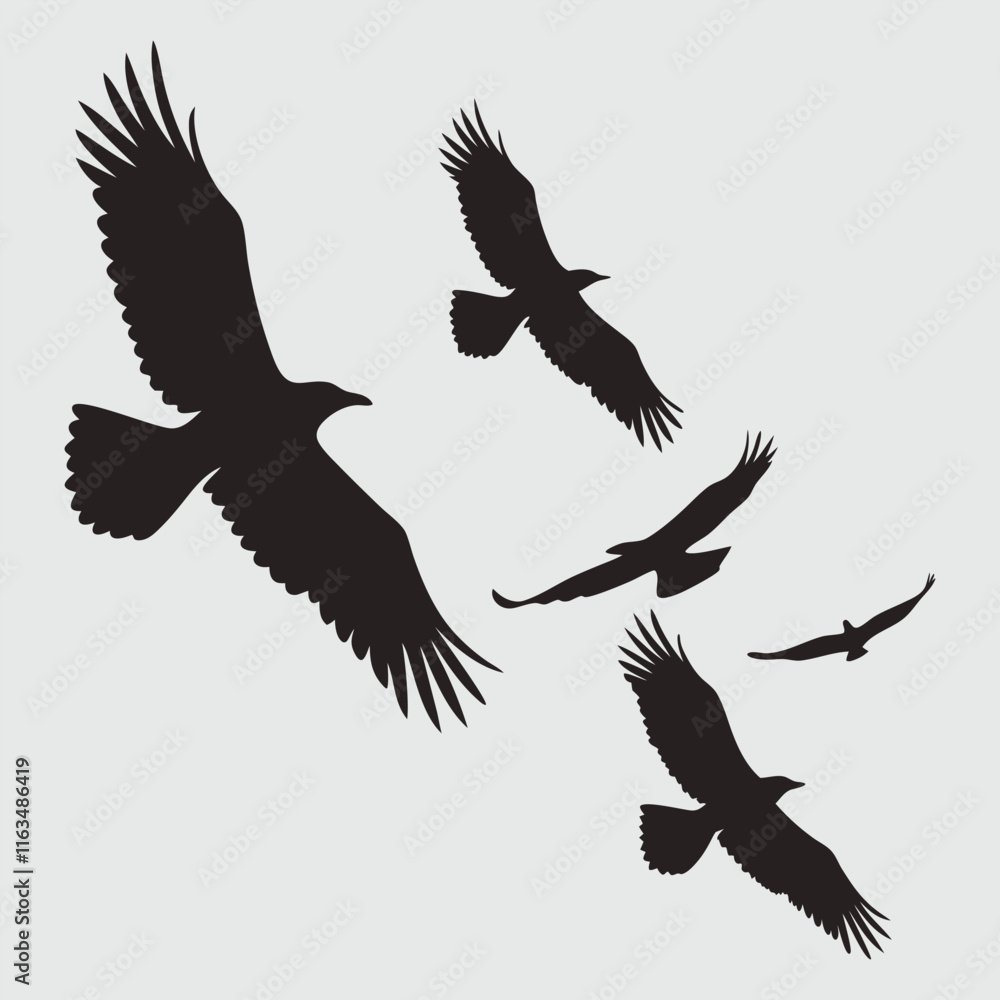 Obraz premium Birds flying silhouette vector design art and illustration