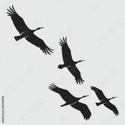 Birds flying silhouette vector design art and illustration