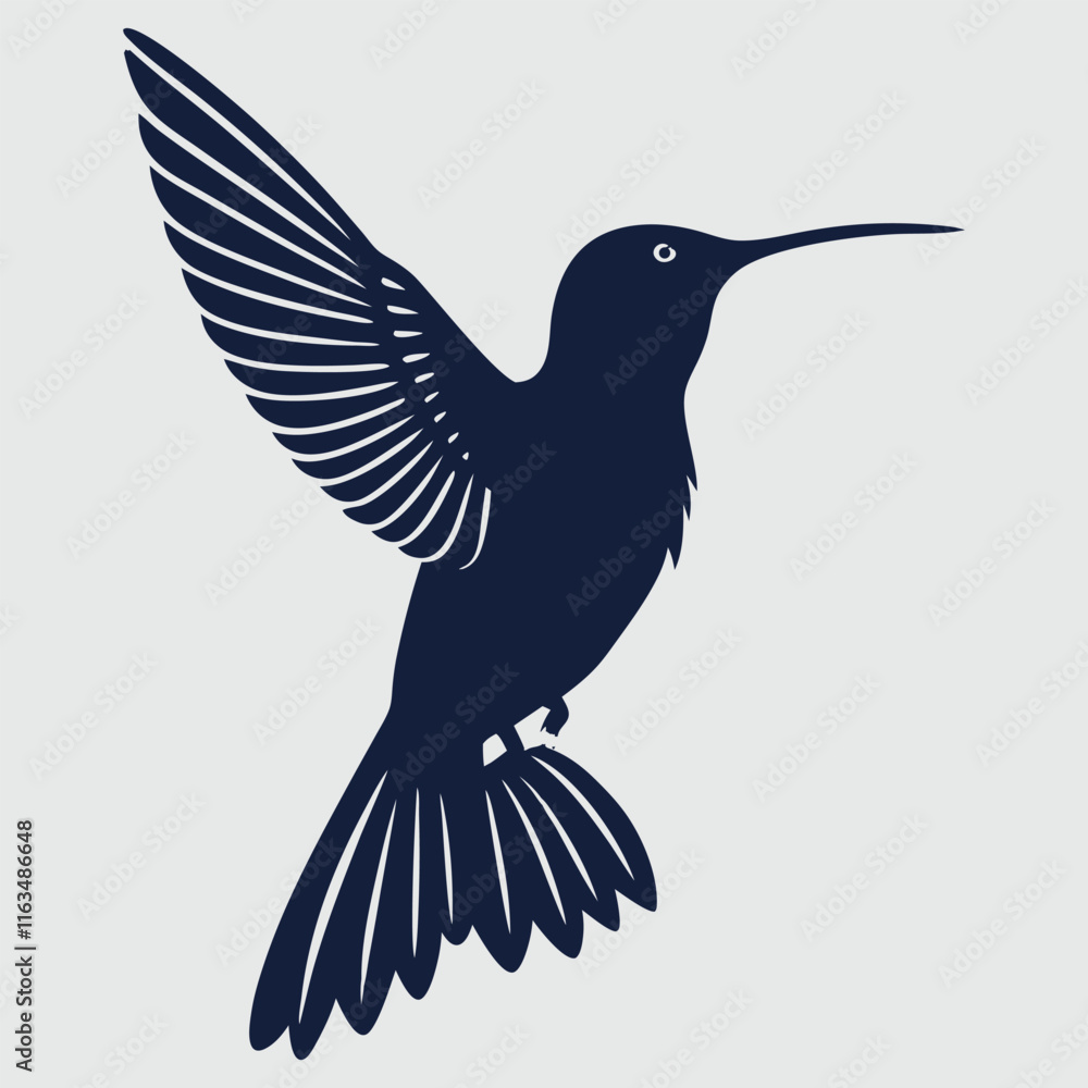 Fototapeta premium Humming bird silhouette vector design art and illustration