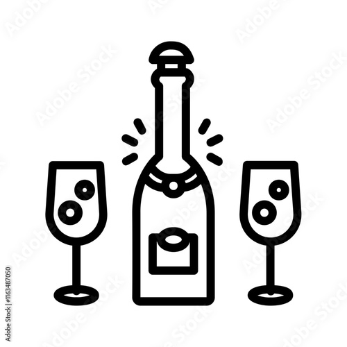 Vector black line icon for Champagne