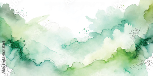 Soft Abstract Watercolor Background with Green and Peach Tones