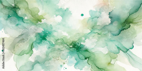 Soft Abstract Watercolor Background with Green and Peach Tones