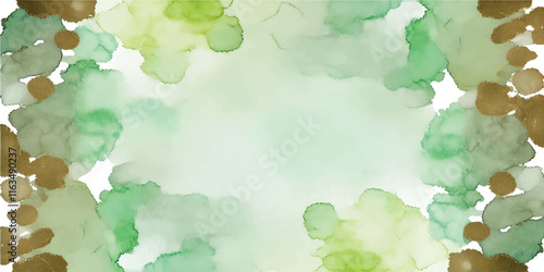 Soft Abstract Watercolor Background with Green and Peach Tones