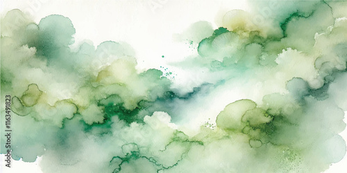 Soft Abstract Watercolor Background with Green and Peach Tones