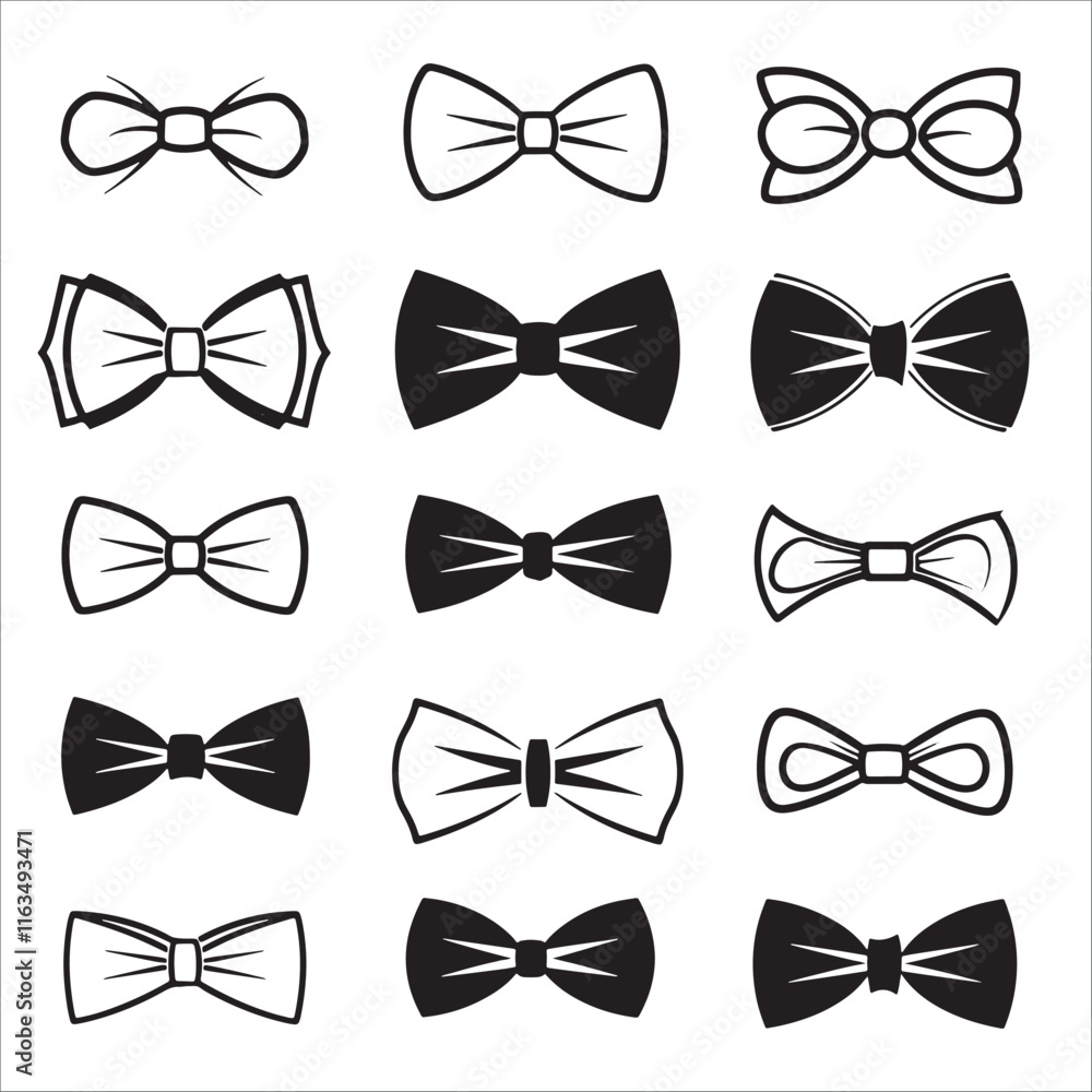 Bow ties vector silhouette illustration pack Bow ties vector silhouette illustration pack