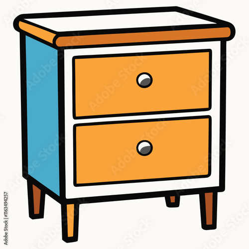 Nightstand flat style vector isolated illustration white background