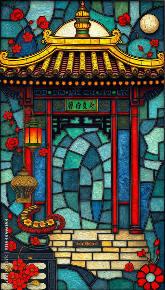 Fototapeta premium Oriental pattern. Oil painting. Pattern for printing on wall decorations, covers, leaflets, business cards