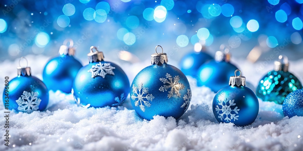 Blue Christmas Balls on Snow - Winter Wonderland Blue Christmas Balls on Snow - Winter Wonderland