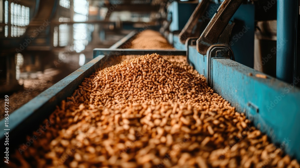 Industrial Manufacturing Process of Wood Pellets in Warehouse Industrial Manufacturing Process of Wood Pellets in Warehouse