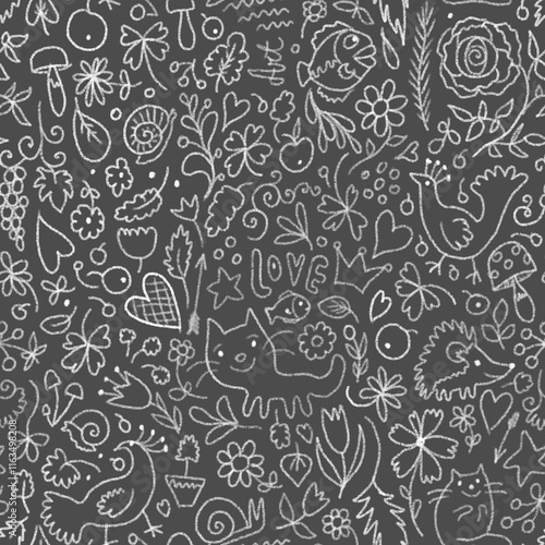 seamless pattern chalkboard  black and white abstract background fabric fashion design allover print wrapping paper digital illustration texture textile wallpaper 